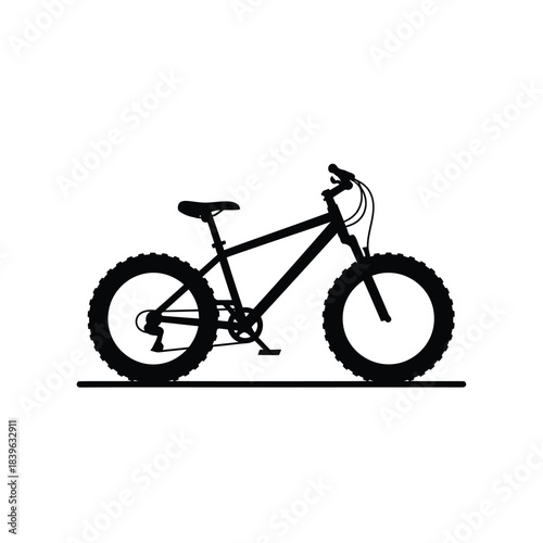 Black fat bike silhouette vector illustration isolated on white background perfect for outdoor adventure and sport design
