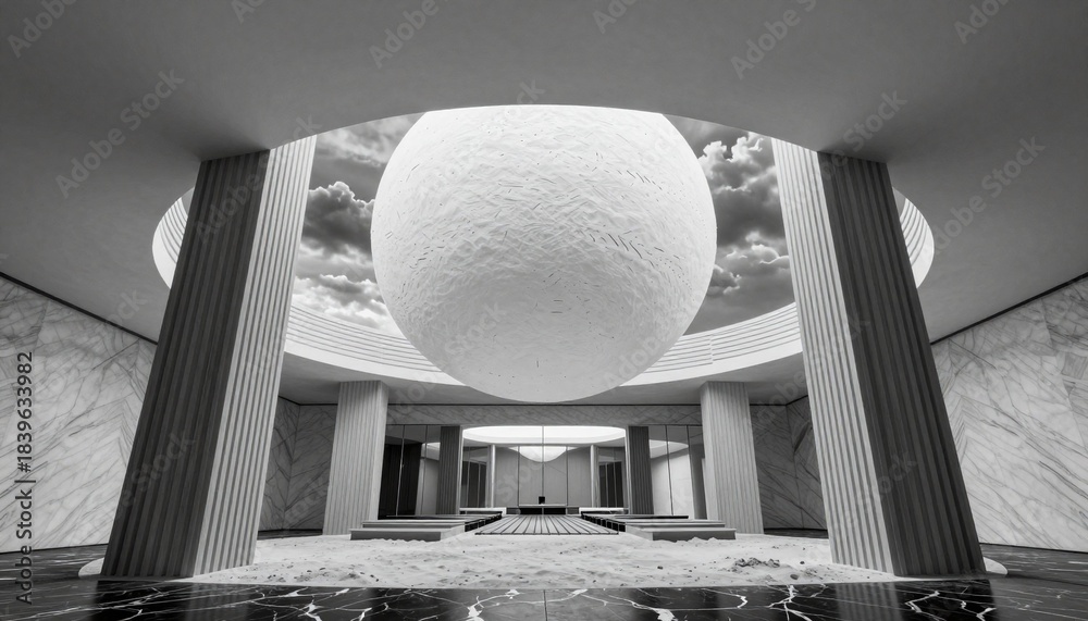 Naklejka premium Futuristic Monochrome Architectural Sphere