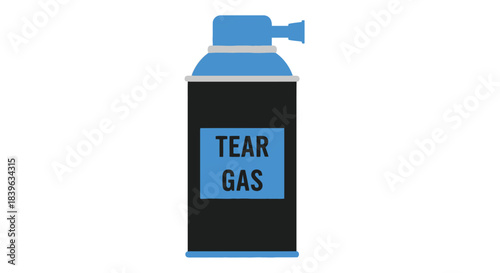 Simple illustration of a blue tear gas spray can with black label