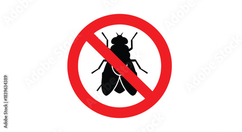 No flies allowed A prohibition sign featuring a silhouetted insect