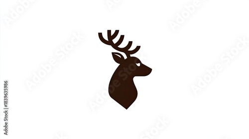 Stylized depiction of a male deer head with large antlers against a plain background