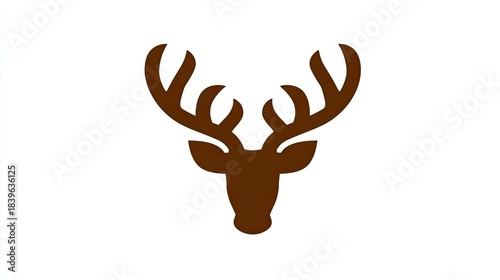 Silhouette illustration of a magnificent stag head with large antlers centered against a white background