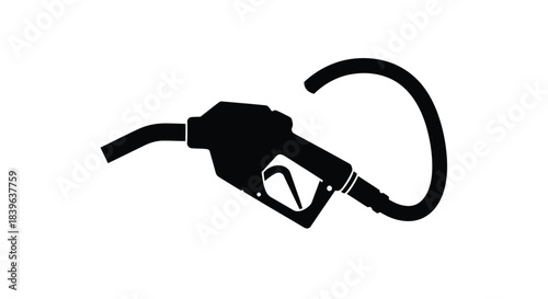 A simple black and white illustration depicting a fuel nozzle for gasoline