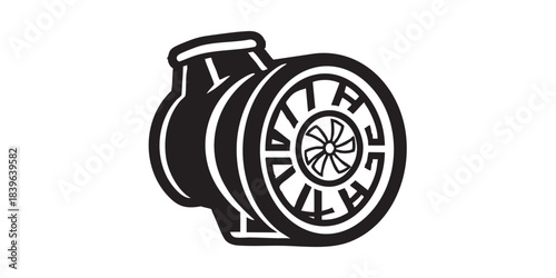 Car air blower with fan solid icon, car parts concept. Vector graphics. Turbine sign on white background, style icon mobile or web design.

