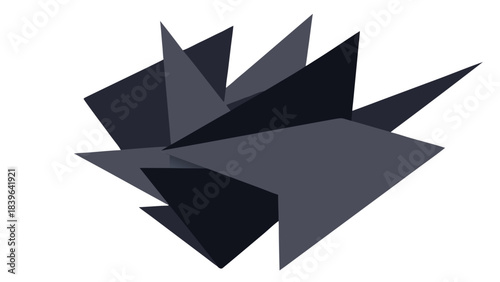 Abstract Geometric Starburst Shape With Sharp Edges In Dark Blue And Gray Tones Against A Black Background Creating A Modern Graphic Design Element With Dynamic Visual Appeal