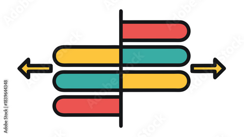 Abstract Illustration of Four Horizontal Bar Graphs Showing Progress and Data Comparison with Yellow and Teal Colors on Black Background Minimalist Design