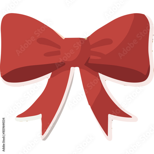 A Detailed Red Bow With White Edging Isolated On A Transparent Background With Subtle Shadowing And Highlight Details Ideal For Festive Occasions And Gift Wrapping