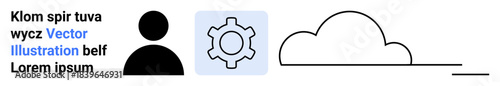 Silhouette profile next to a gear icon and cloud outline, symbolizing technology, innovation, and connectivity. Ideal for tech systems, automation, cloud computing, digital transformation, and simple