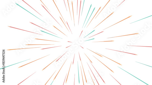 Abstract Starburst Effect With Pastel Colors Expanding From Center Against Black Background Illustrating Speed And Motion