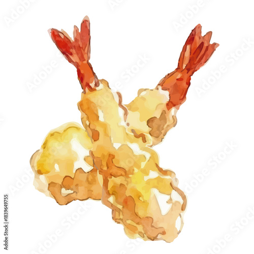 Watercolor-style tempura illustration／天ぷら