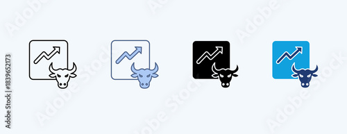 Bull Market Multiple Icon Illustration Vector