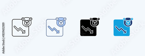 Bear Market Multiple Icon Illustration Vector