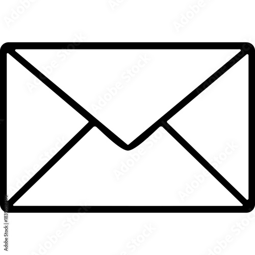 A Simple Black and White Icon Representing an Envelope with the Flap Closed Against a Black Background