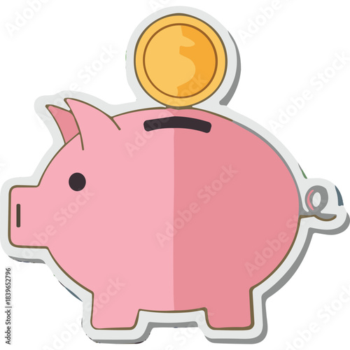 A Pink Piggy Bank With A Golden Coin Dropping Into Its Slot On A White Background With Subtle Shadows