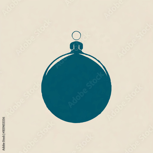 Teal Christmas Ornament hangs against a beige background, embodying holiday cheer


