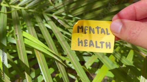 Mental Health Concept Note with Green Nature Background