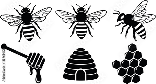 Bee icons set
