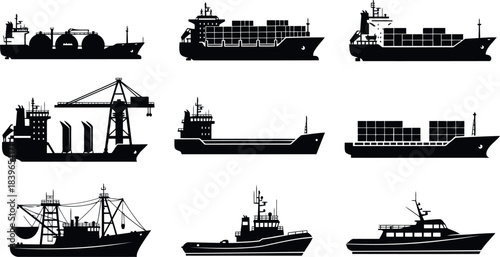 Set of ship silhouettes