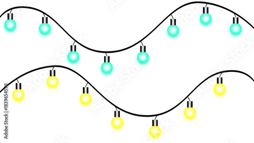 Yellow and light green glowing light bulb illustration, modern energy concept, clean isolated transparent background, editable vector AI artwork for creative design and digital use
