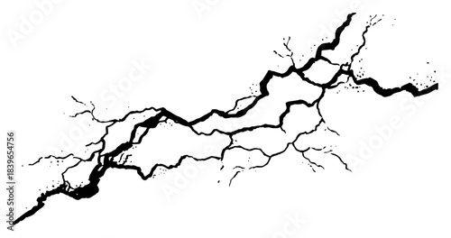 Hand drawn jagged wall crack or ground fissure silhouette vector illustration