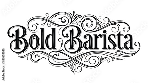 Bold Barista elegant vintage typography design with ornate flourishes.