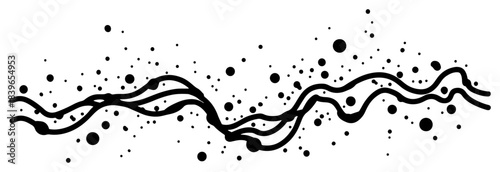Abstract wavy lines with scattered dots and bubbles vector illustration