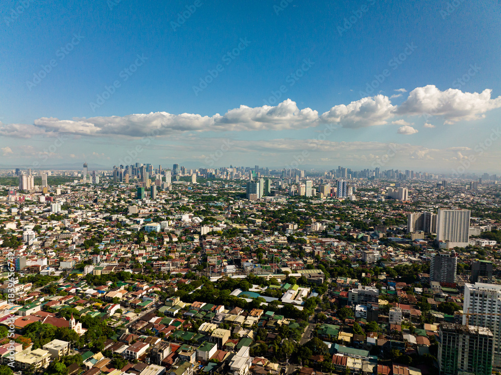 Fototapeta premium Aerial view of Manila is the capital of the Philippines with modern buildings and skyscrapers.