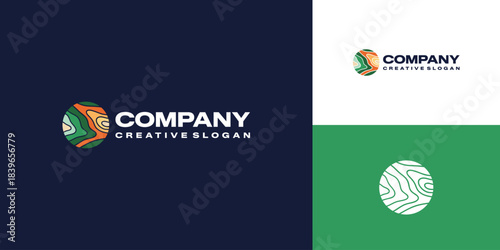 Logo Symbol Circle Contour Line Nature Circle Design Topography Modern Design Template