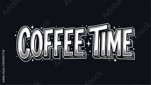 Coffee Time Hand Drawn Lettering Design.