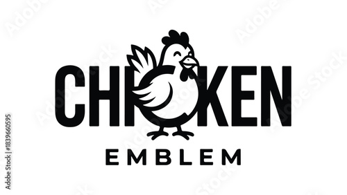 Chicken Emblem Logo Design for Poultry Business.
