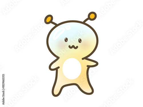 Cute Alien Character, Kawaii Space Creature Illustration