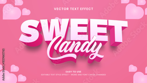 sweet candy editable text effect 3d vector