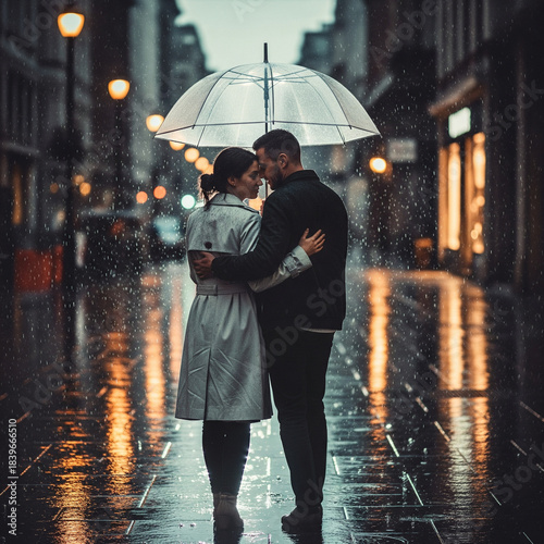 Romantic Walk in the Rain