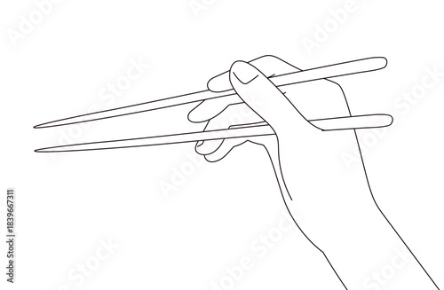 箸を持ったハンドイラスト素材