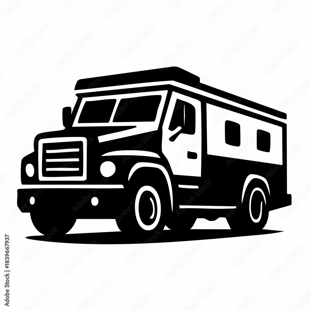 Obraz premium Armored Truck Icon Illustration. Security Cash Transport Vehicle