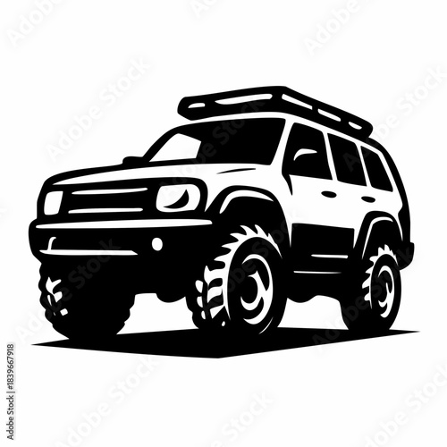 Rugged Off-Road 4x4 SUV Vector with Roof Rack and Big Tires
