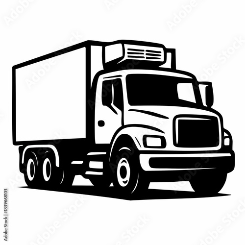 Refrigerated Truck Vector Icon. Delivery Logistics Transport Reefer