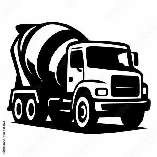 Concrete Mixer Truck Icon - Construction Vehicle Vector Illustration
