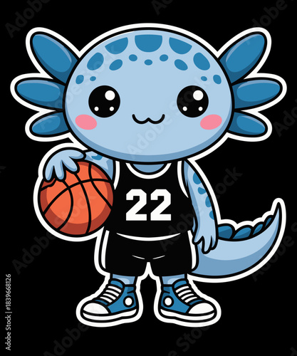 Funny axolotl basketball player boys