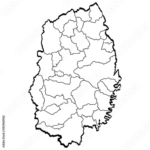 岩手県地図 筆タッチ 市町村区分 和風 東北 東日本 / A brushstroke map of Iwate prefecture 2