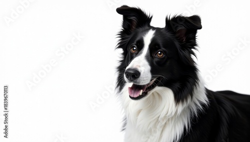 Dynamic black & white border collie, expressive features, sharp, energy