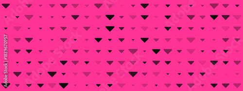 Vibrant hot pink background with a repeating pattern of dark geometric triangles, abstract and modern design.