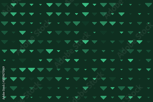 Modern seamless abstract pattern with rows of small, rounded, inverted green triangles on a deep emerald background, creating a subtle digital texture.