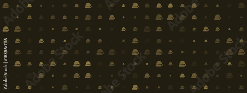 Seamless Pattern of Stylized Backpacks in Earth Tones on a Dark Brown Background for Travel, Education, and Adventure Themes