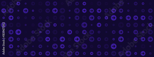 Abstract dark blue background with repeating purple circular arrows pattern, digital technology concept, data flow, or progress illustration