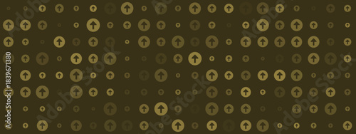 Dynamic Abstract Pattern of Upward Arrows within Circles on a Muted Olive Green Background, Representing Progress and Digital Advancement