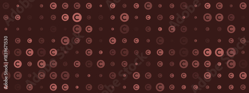 Abstract digital pattern of varying copyright symbols in shades of brown, creating a modern and secure background texture.