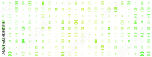 Abstract Green Digital Data Stacks Pattern on transparent background, Modern Technology and Information Concept