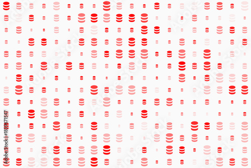Abstract digital pattern of red database server icons on a white background representing data storage and technology.
