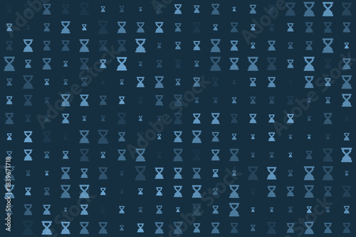 Seamless Hourglass Pattern Background in Shades of Blue; Abstract Time Concept with Faded Geometric Shapes